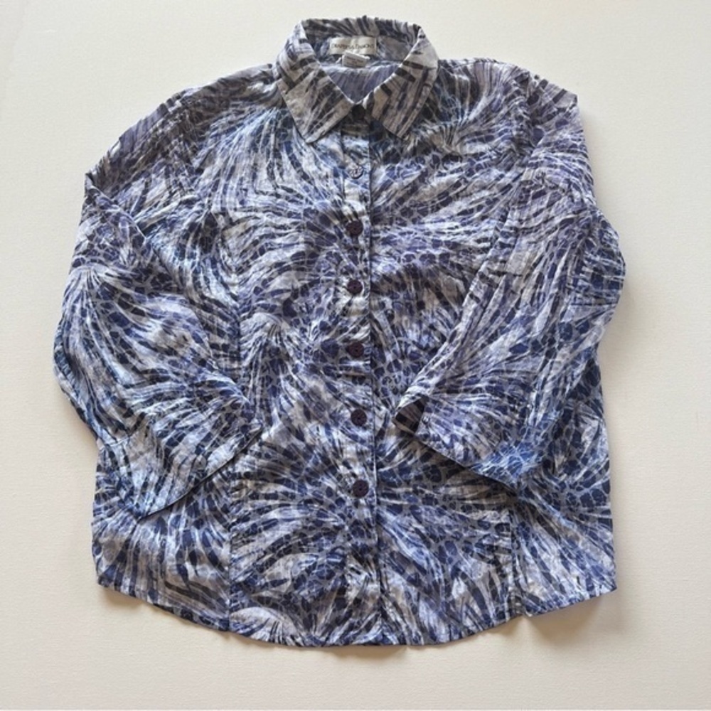 EUC Women's Draper's And Damon's Collared‎ Button Up Size Petite Medium (A2)